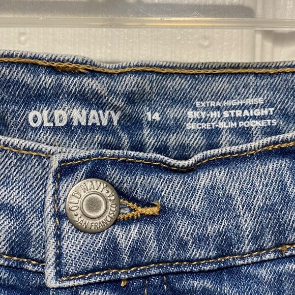 NWT Old Navy Curvy Extra High-Waisted Sky-Hi Button Fly Straight Jeans Size 14 - Picture 7 of 7